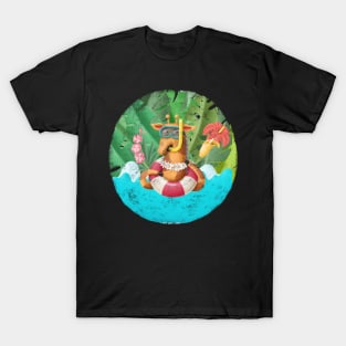 Cute giraffe in tropical vacation T-Shirt